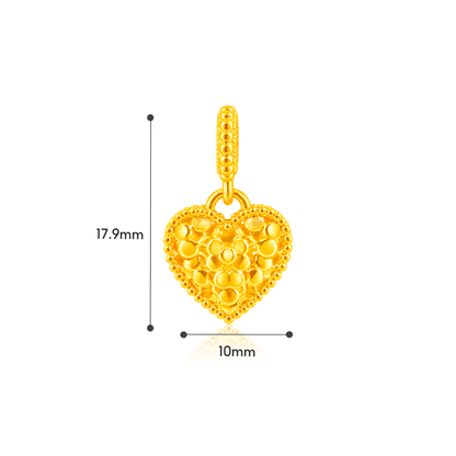 TAKA Jewellery 916 Gold "碎碎冰" Heart Pendant - Lightweight Hollow