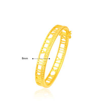 TAKA Jewellery 916 Gold Roman Numeral Bangle