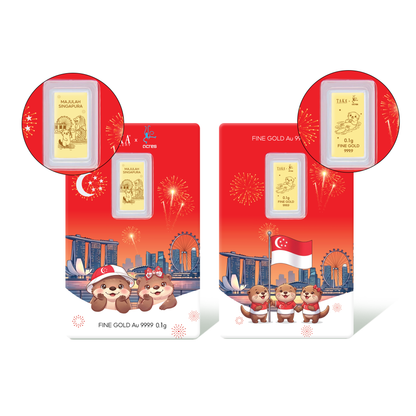 [PROMO] TAKA Jewellery x ACRES 999.9 Pure Gold 2026 National Day Otter Collectible Card 0.1g (Bundle of 3)