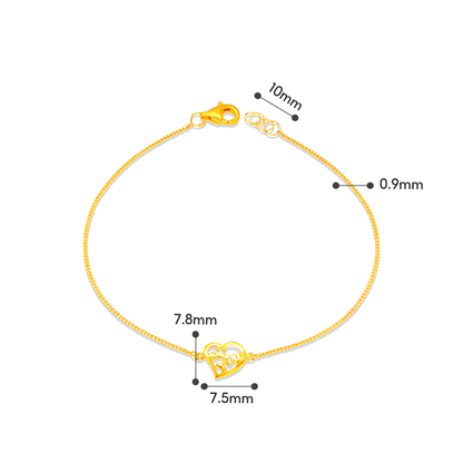 TAKA Jewellery 916 Gold Heart Bracelet