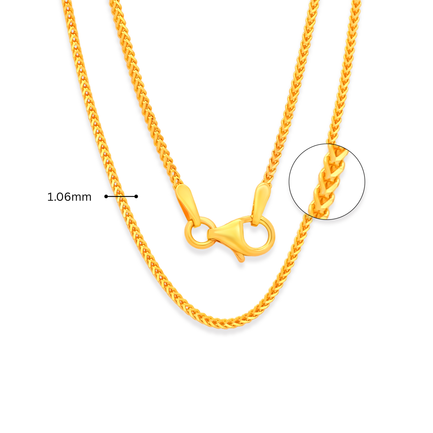 TAKA Jewellery Fox Tail 916 Gold Chain - 1mm