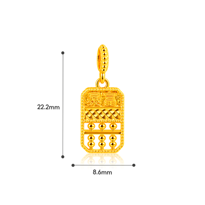 TAKA Jewellery 916 Gold Fortune Abacus Pendant - Lightweight Hollow