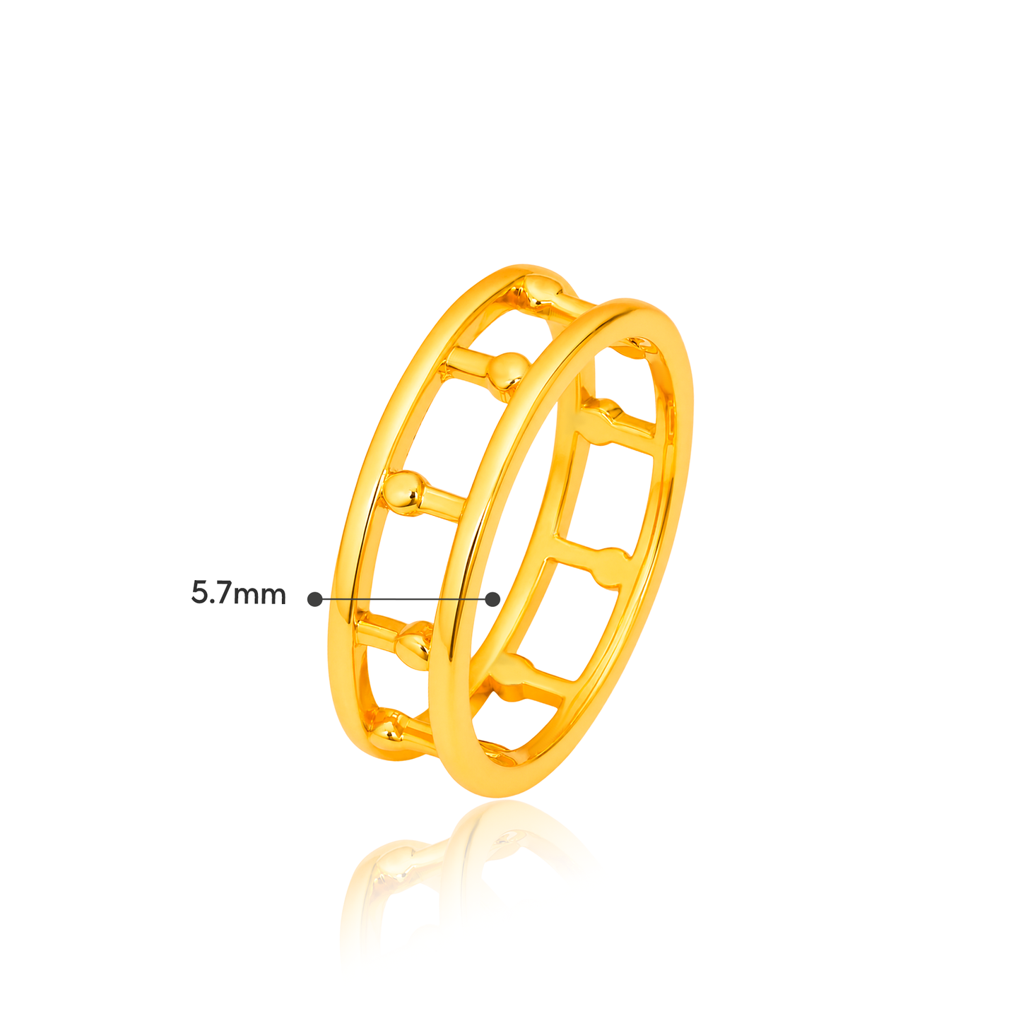 TAKA Jewellery Lattice Open Band 916 Gold Ring - Lightweight Hollow