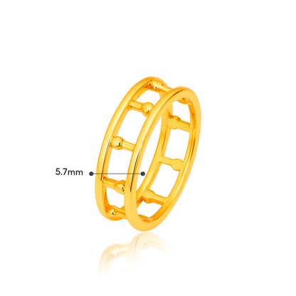 TAKA Jewellery Lattice Open Band 916 Gold Ring - Lightweight Hollow