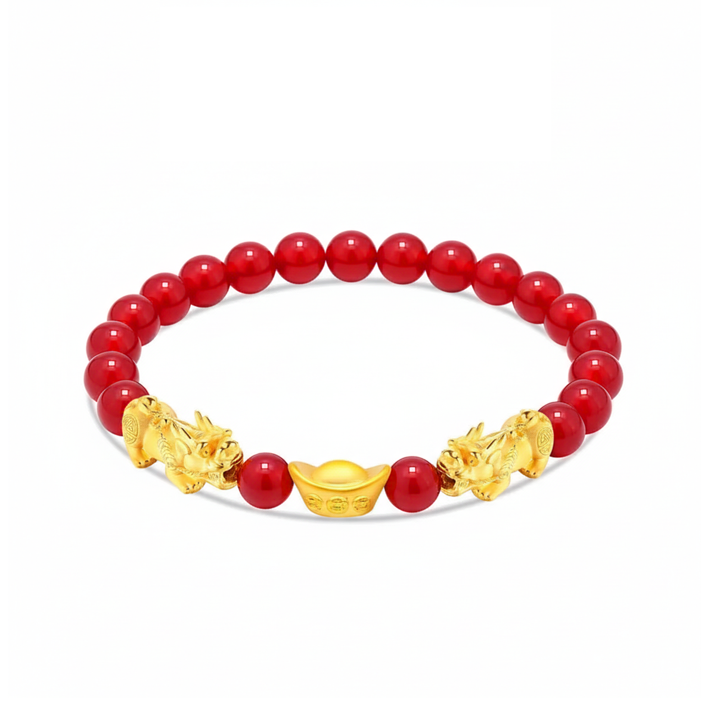 TAKA Jewellery 999 Pure Gold 6mm Pixiu with YuanBao Bracelet