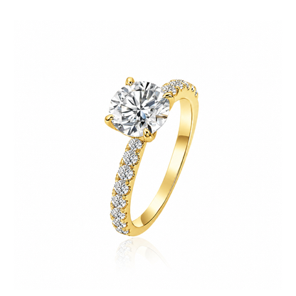 TDG 10K Gold Lab Grown Diamond Classic Solitaire Ring with Pavé Band – 1.8TCW±