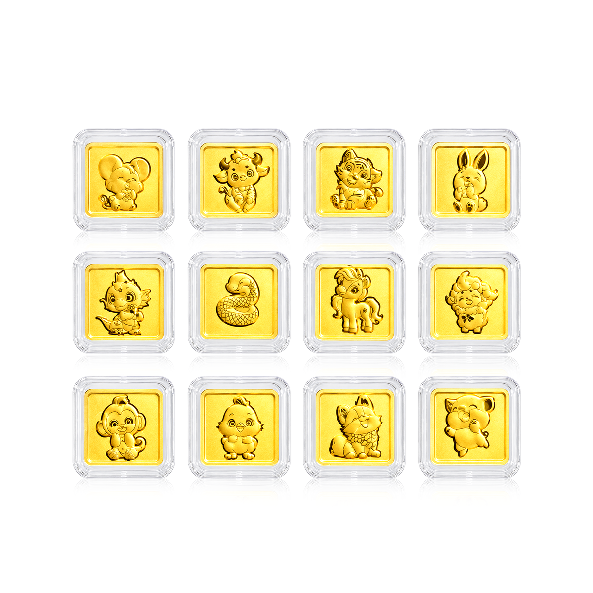 TAKA Jewellery 999 Pure Gold Chinese Zodiac Collection Display Pieces - Square