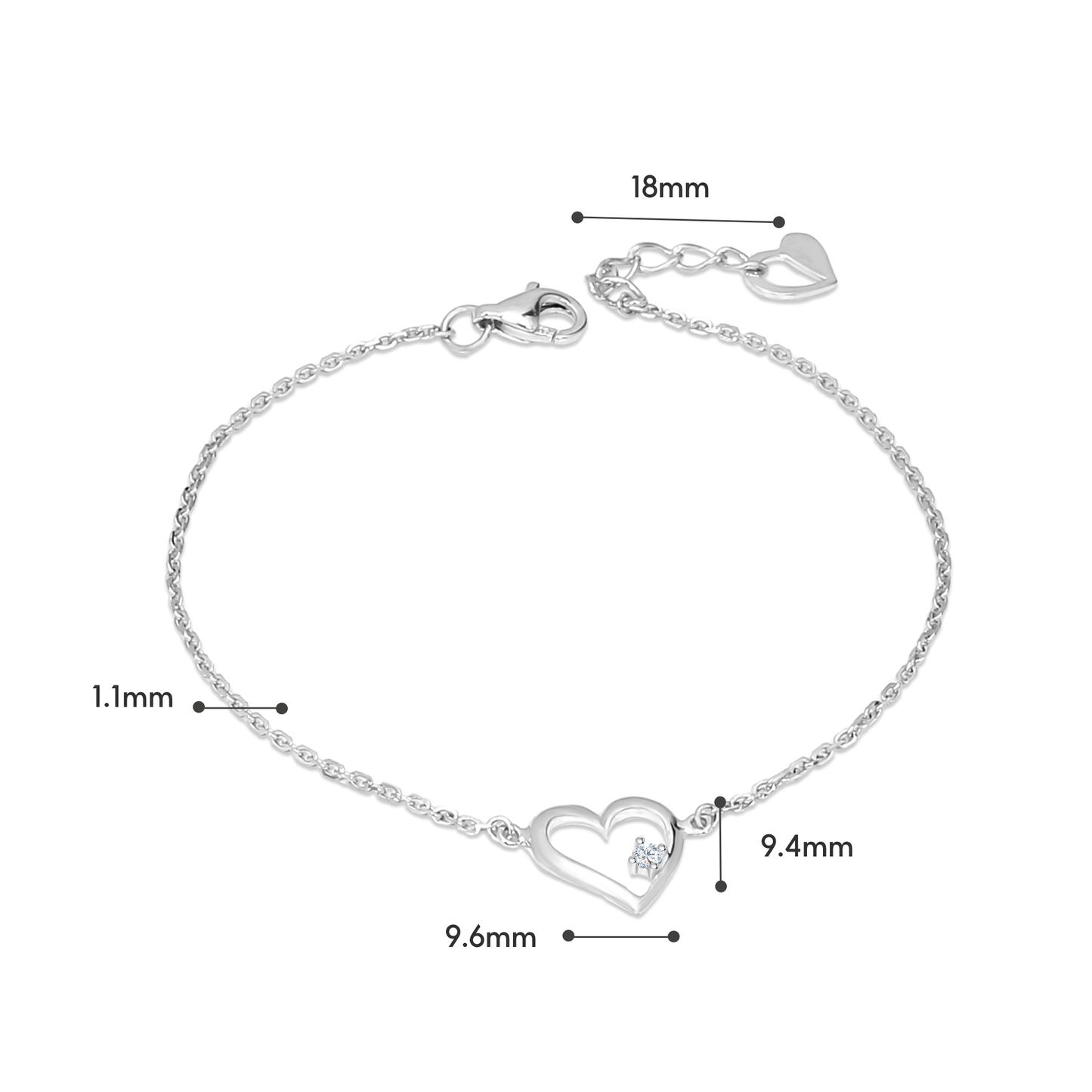TAKA Jewellery Heart Diamond Bracelet 18K-16.5cm | 0.25ct+