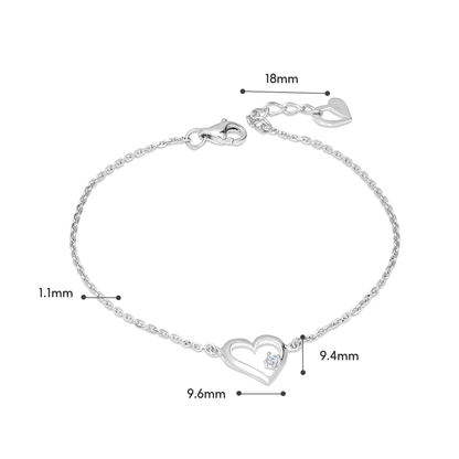 TAKA Jewellery Heart Diamond Bracelet 18K-16.5cm | 0.25ct+