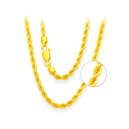 TAKA Jewellery Hollow Rope 916 Gold Chain - 2.2mm