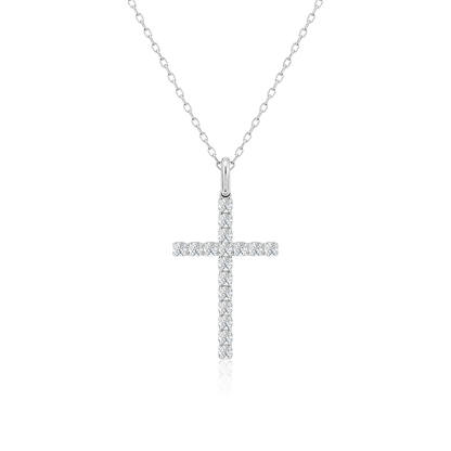 TAKA Jewellery Cresta Diamond Cross Necklace 9K Gold