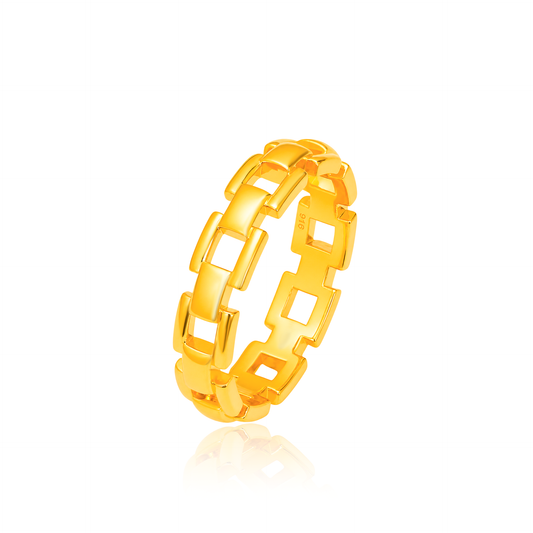 TAKA Jewellery Chain Link 916 Gold Ring - Lightweight Hollow