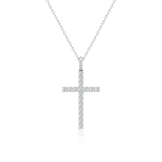 TAKA Jewellery Cresta Diamond Cross Necklace 9K Gold