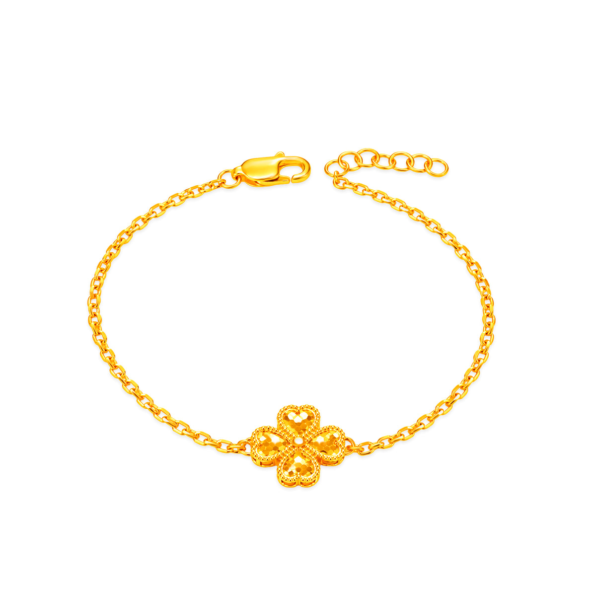 TAKA Jewellery 916 Gold Heart Petal Clover Bracelet