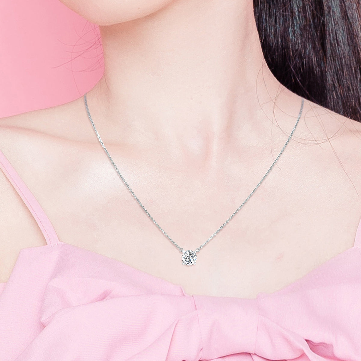 TAKA Jewellery Lab Grown Solitaire Diamond Necklace 10K Gold