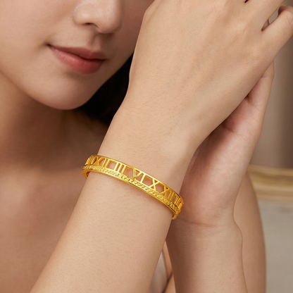 TAKA Jewellery 916 Gold Roman Numeral Bangle