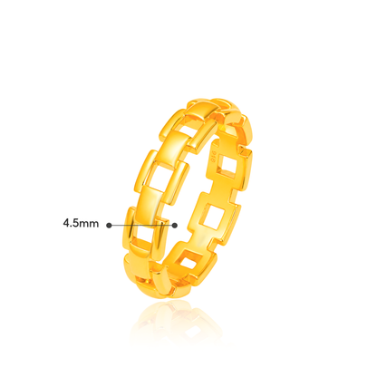 TAKA Jewellery Chain Link 916 Gold Ring - Lightweight Hollow