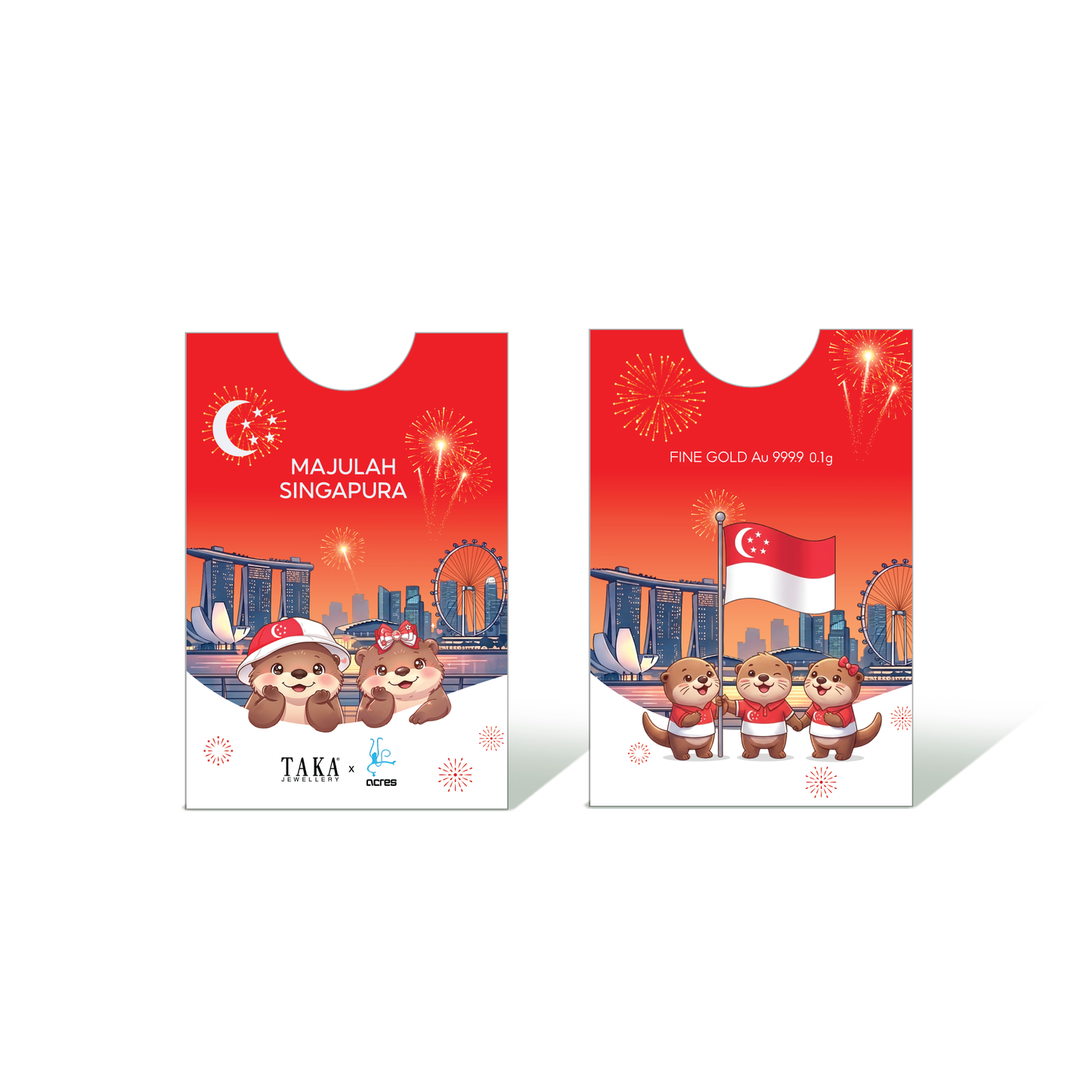 [PROMO] TAKA Jewellery x ACRES 999.9 Pure Gold 2026 National Day Otter Collectible Card 0.1g (Bundle of 3)