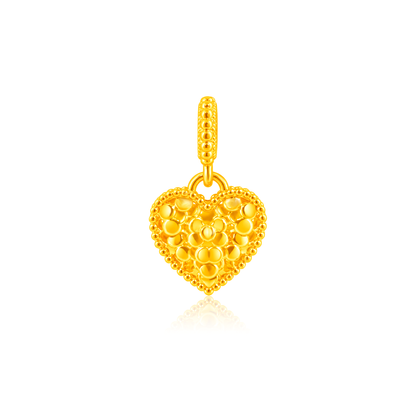TAKA Jewellery 916 Gold "碎碎冰" Heart Pendant - Lightweight Hollow