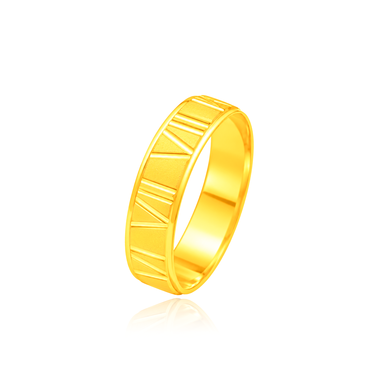 TAKA Jewellery Timeless Roman Numeral 916 Gold Ring