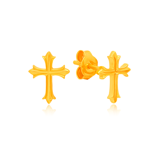 TAKA Jewellery Golden Grace Cross 916 Gold Earrings