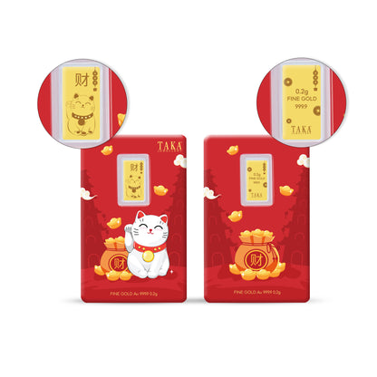[PROMO] TAKA Jewellery 999.9 Pure Gold Fortune Cat Card 0.2g (Bundle of 2)