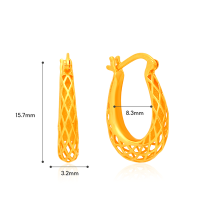 TAKA Jewellery Mesh Elegance 916 Gold Hoops Earrings