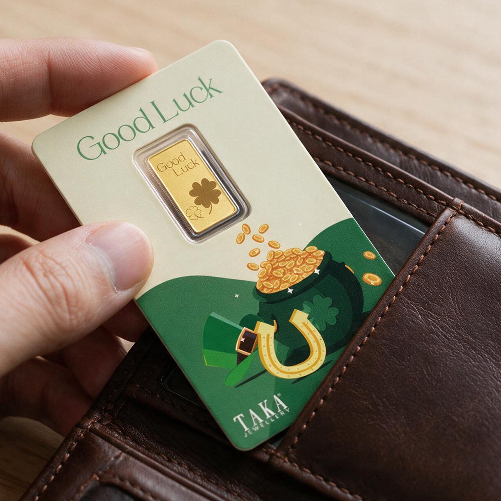 [PROMO] TAKA Jewellery 999.9 Pure Gold Clover Card 0.2g (Bundle of 2)
