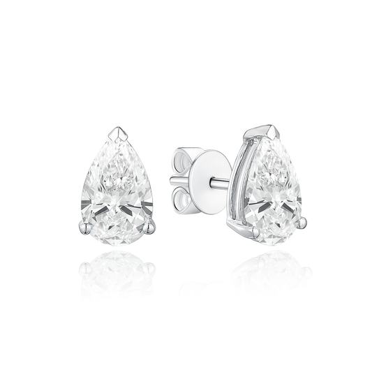TAKA Jewellery Pear Shaped Lab Grown Diamond Earrings 10K Gold - 1.7CT TCW
