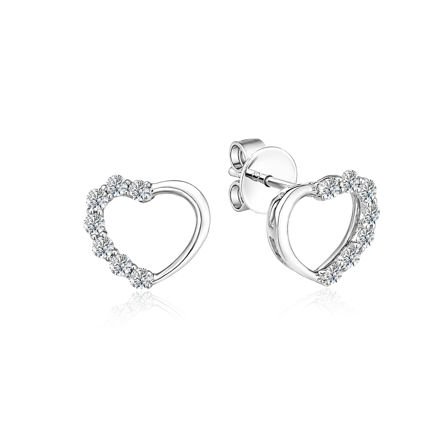 TAKA Jewellery Lab Grown Diamond Romance Heart Earrings 10K Gold
