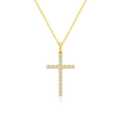 TAKA Jewellery Cresta Diamond Cross Necklace 9K Gold