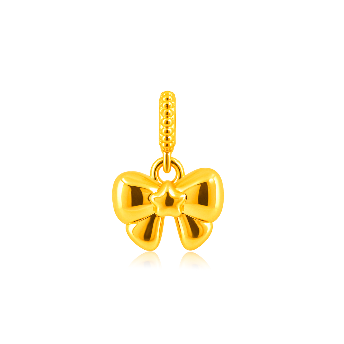 TAKA Jewellery 916 Gold Star Bow Pendant - Lightweight Hollow
