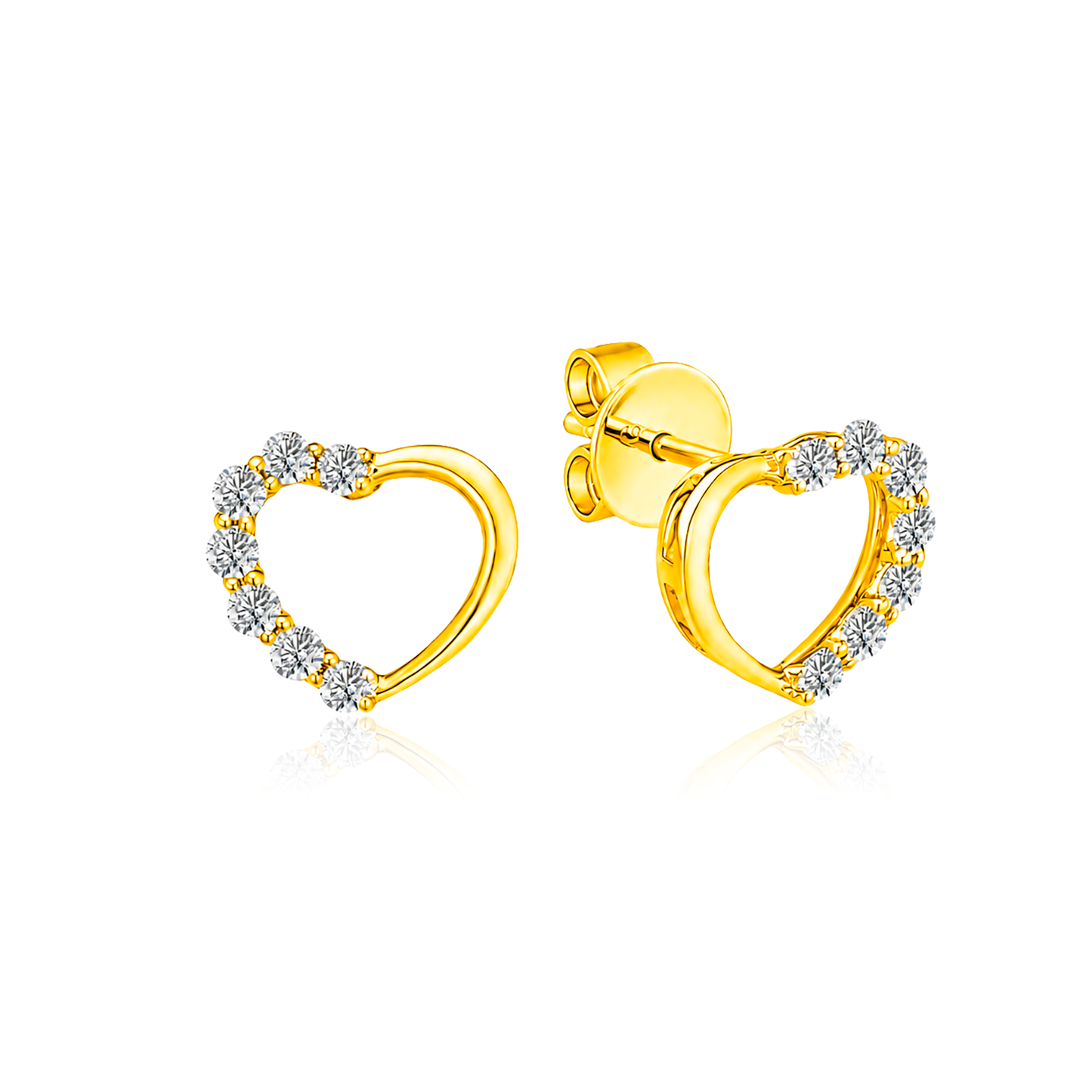 TAKA Jewellery Lab Grown Diamond Romance Heart Earrings 10K Gold