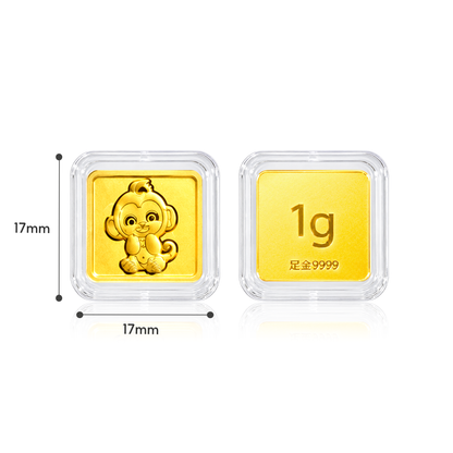 TAKA Jewellery 999 Pure Gold Chinese Zodiac Collection Display Pieces - Square