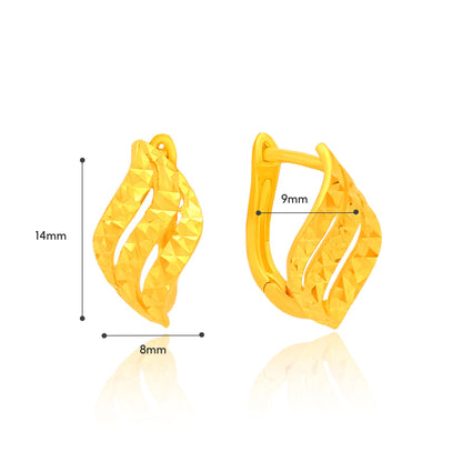 TAKA Jewellery 999 Pure Hoop Wave Pattern Earrings