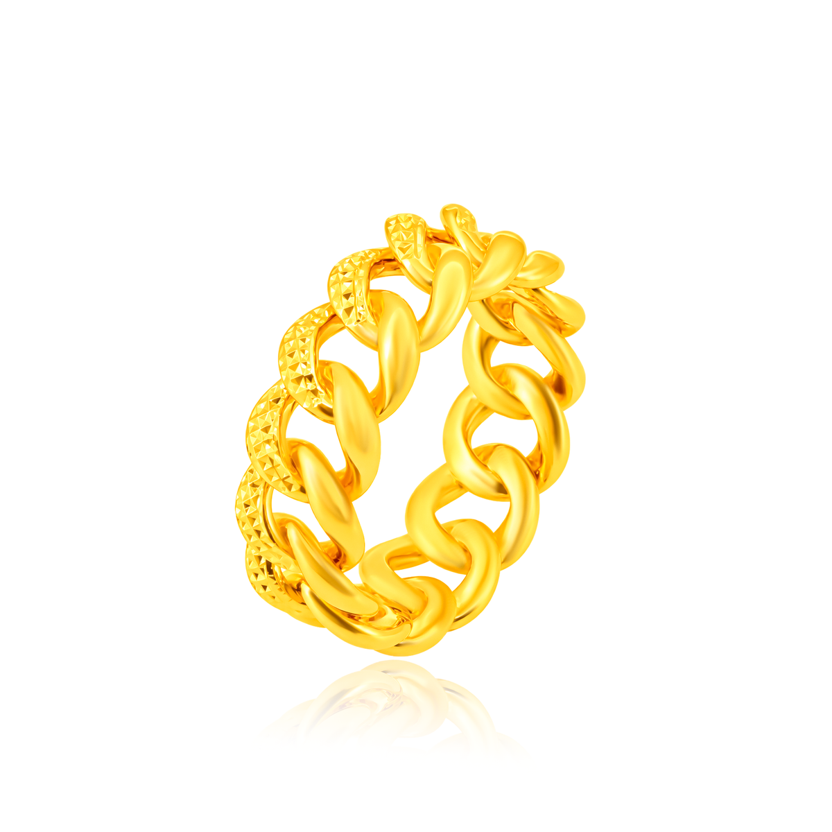 TAKA Jewellery Cuban Link 916 Gold Ring - Lightweight Hollow
