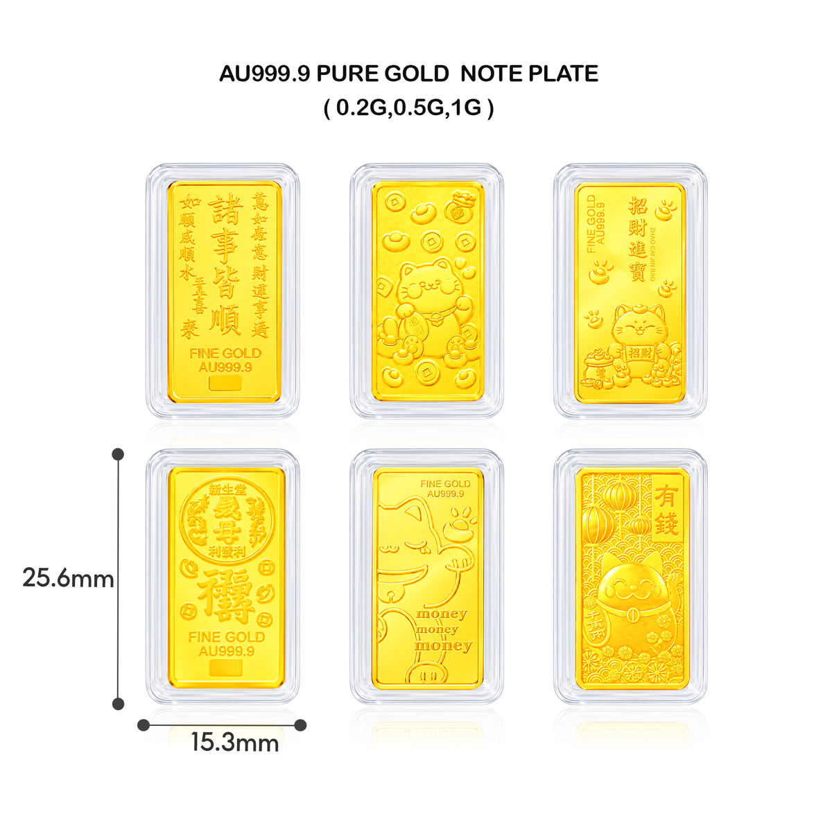TAKA Jewellery 999 Pure Gold Fortune Series Display Piece | Multiple Designs