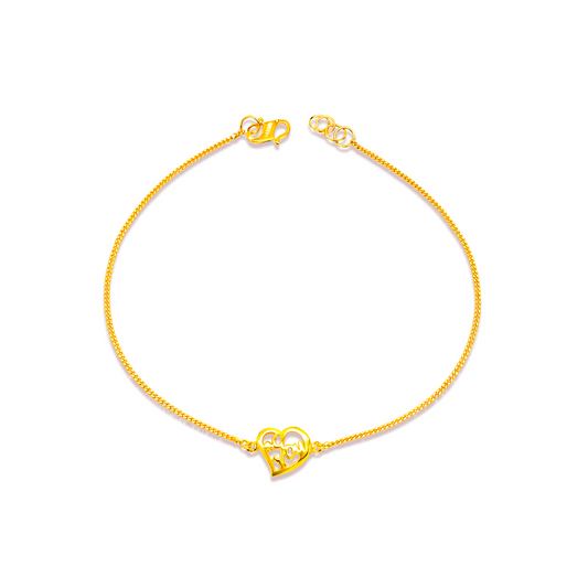 TAKA Jewellery 916 Gold Heart Bracelet