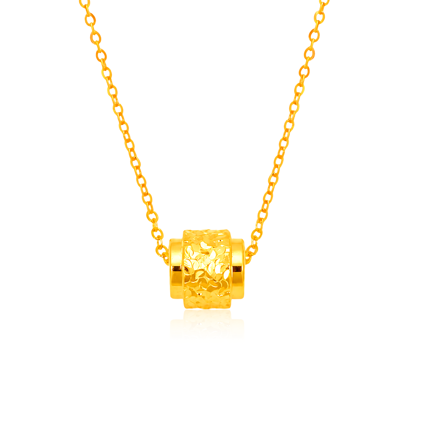 TAKA Jewellery 916 Gold Textured Barrel Necklace