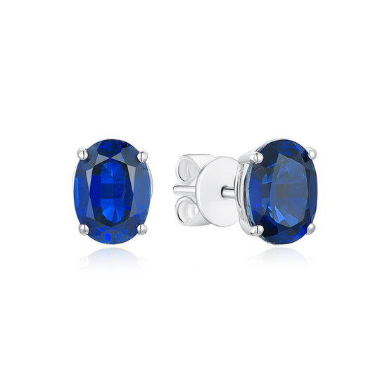 TAKA Jewellery Lab Grown Diamond Sapphire Earrings 10K Gold