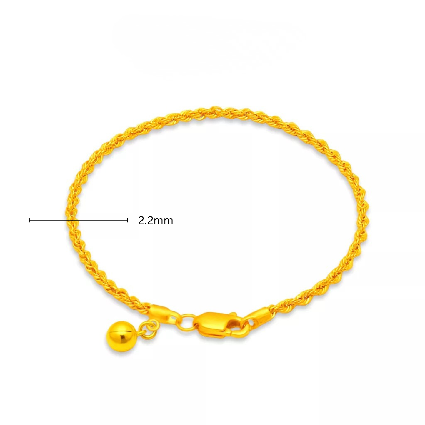 TAKA Jewellery  Hollow Rope with Bell 916 Gold Bracelet - 2.2MM