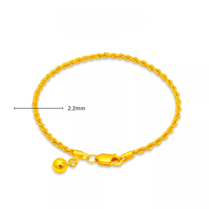TAKA Jewellery  Hollow Rope with Bell 916 Gold Bracelet - 2.2MM