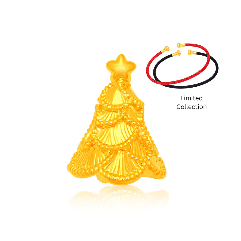 TAKA Jewellery Christmas Collection 916 Gold Charms - Assorted Designs l Festive Tree • Santa Hat • Bell