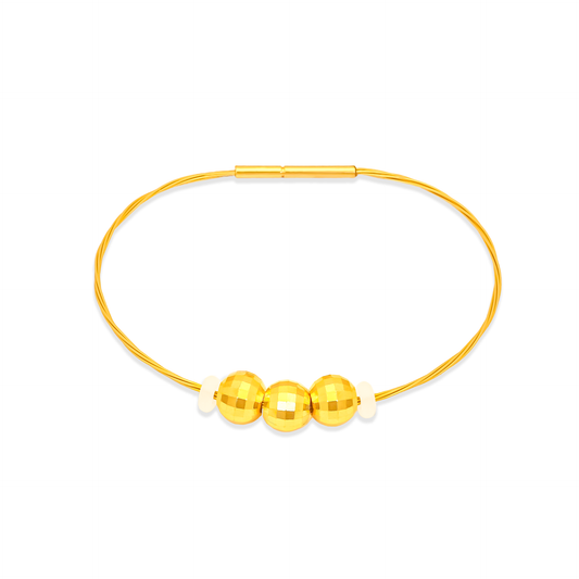 TAKA Jewellery 999 Pure Gold Disco Ball with Cord Bracelet (3 in 1)