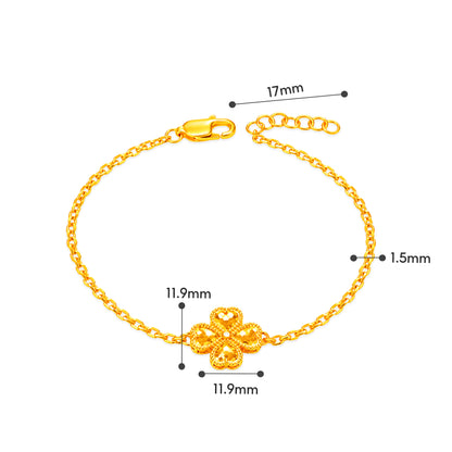 TAKA Jewellery 916 Gold Heart Petal Clover Bracelet
