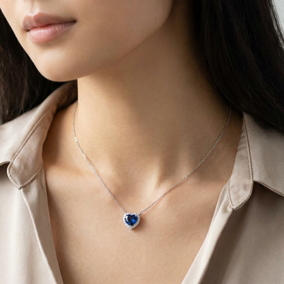 [PROMO] TAKA Jewellery 10K Lab Grown Diamond Sapphire Romance Heart Necklace