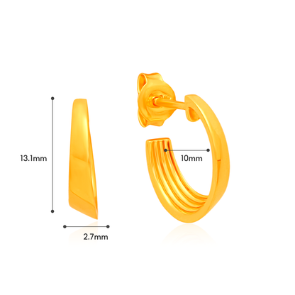 TAKA Jewellery Modern Edge 916 Gold Half-Hoops Earrings