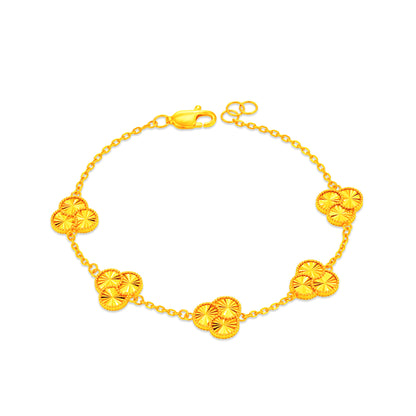TAKA Jewellery 916 Gold Triple Circle Clover Bracelet