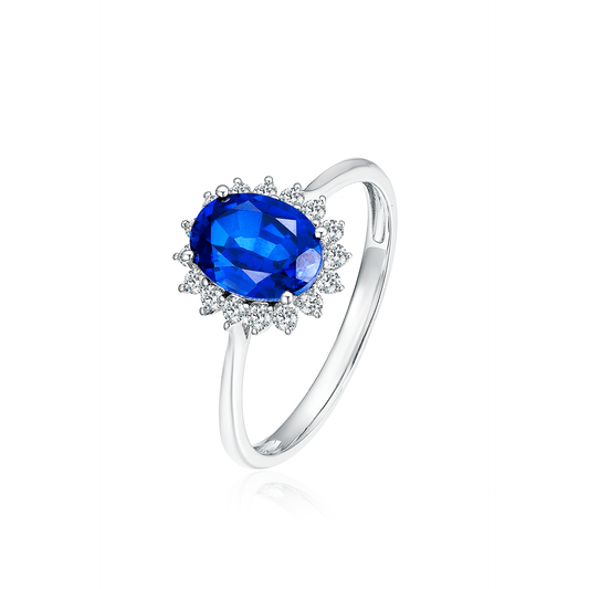 TAKA Jewellery Lab Grown Blue Sapphire Diamond Ring 10K Gold