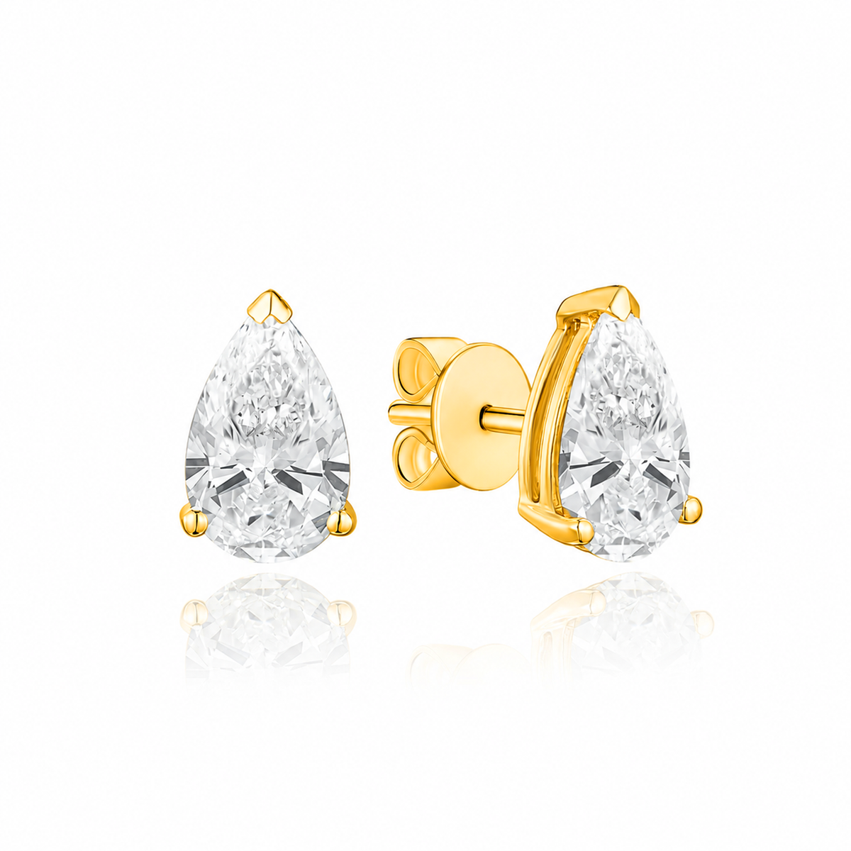TAKA Jewellery Pear Shaped Lab Grown Diamond Earrings 10K Gold - 1.7CT TCW